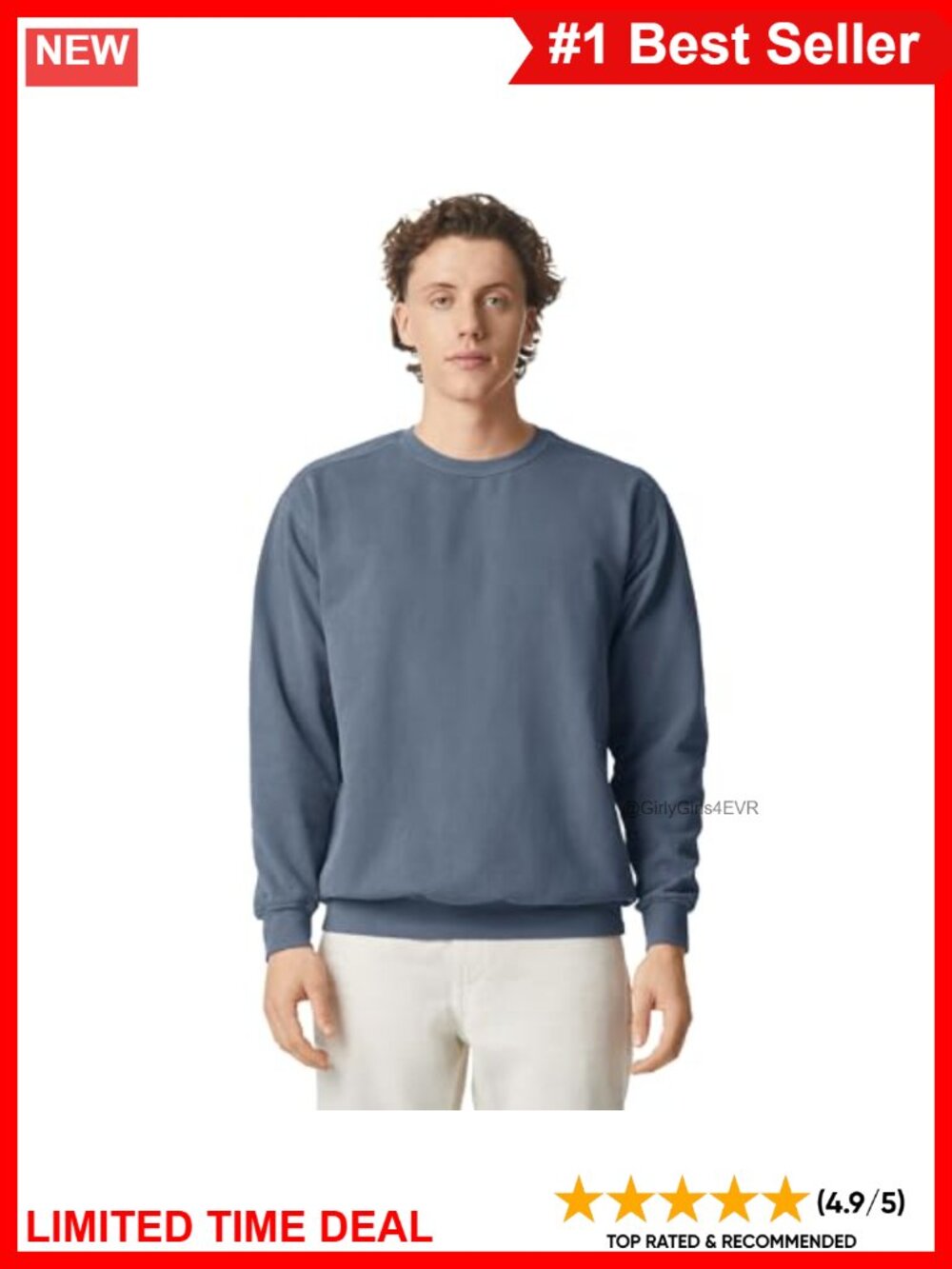 Comfort Colors Adult Crewneck Sweatshirt Relaxed Fit Pullover